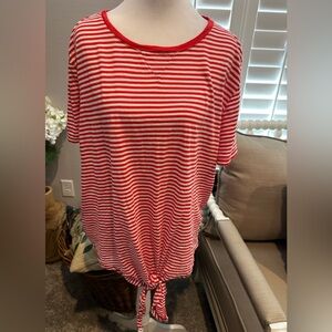 Lauren Red and White Striped T-Shirt